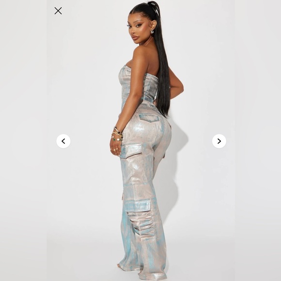 Ava Metallic Pant Set - Taupe - Picture 7 of 8